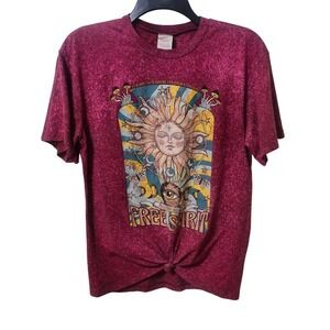 No Boundaries Tie Dye Sun Moon Eye Celestial Graphic T Shirt Pink Size S